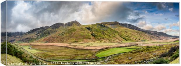 Nant Ffrancon Winter Panorama Canvas Print by Adrian Evans