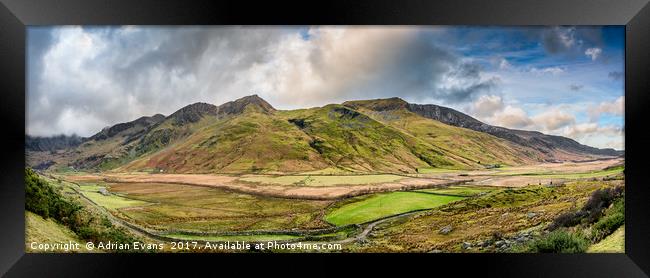 Nant Ffrancon Winter Panorama Framed Print by Adrian Evans