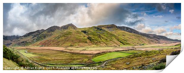 Nant Ffrancon Winter Panorama Print by Adrian Evans