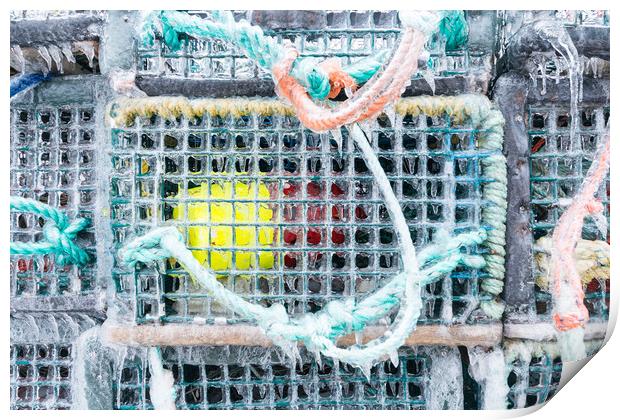 Frozen Lobster traps Print by Roxane Bay