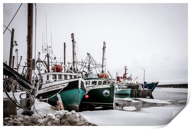 Cold Day at Riverport Wharf Print by Roxane Bay