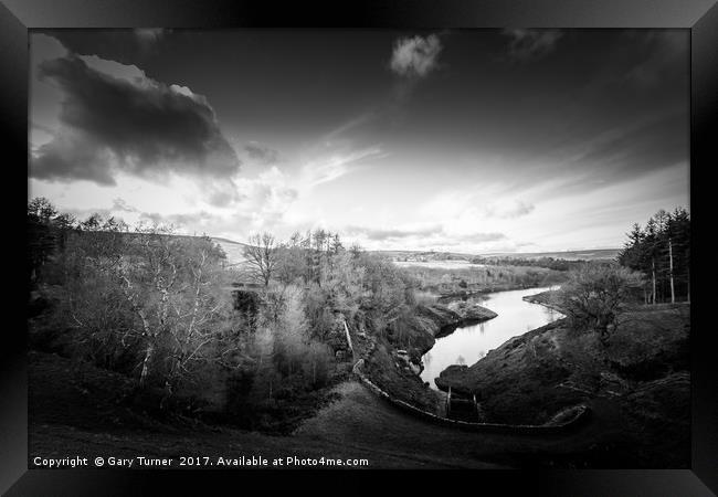 Sunset Ramsden Reservoir Monochrome Framed Print by Gary Turner