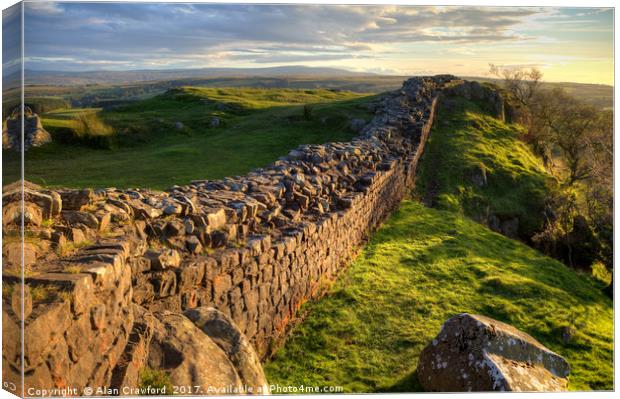 Evening Light on Hadrian's Wall Canvas Print by Alan Crawford