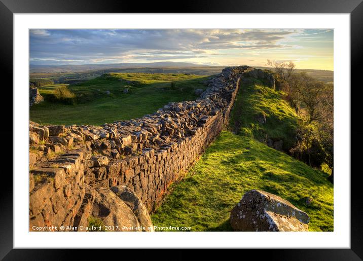 Evening Light on Hadrian's Wall Framed Mounted Print by Alan Crawford