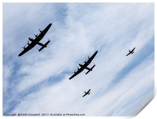 RAF Lancasters and Spitfires Print by Keith Campbell