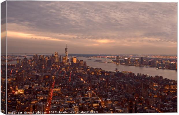 New York City Skyline view from Empire State Build Canvas Print by mick gibbons