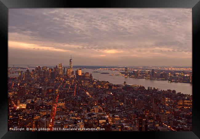 New York City Skyline view from Empire State Build Framed Print by mick gibbons