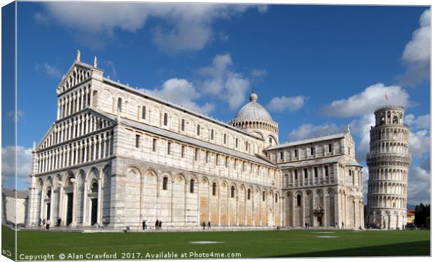 Cathedral and Leaning Tower of Pisa, Italy Canvas Print by Alan Crawford