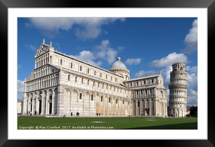 Cathedral and Leaning Tower of Pisa, Italy Framed Mounted Print by Alan Crawford