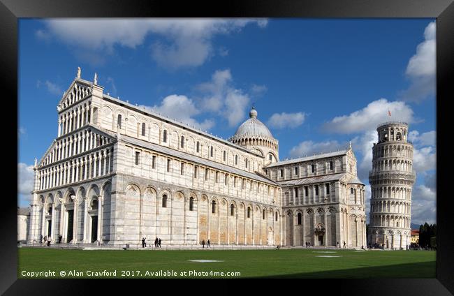 Cathedral and Leaning Tower of Pisa, Italy Framed Print by Alan Crawford