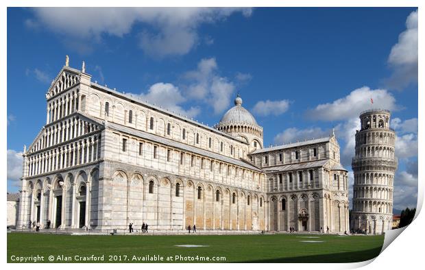 Cathedral and Leaning Tower of Pisa, Italy Print by Alan Crawford
