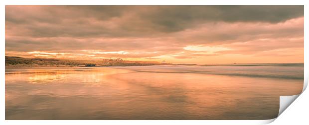 Golden Bamburgh beach Print by Naylor's Photography