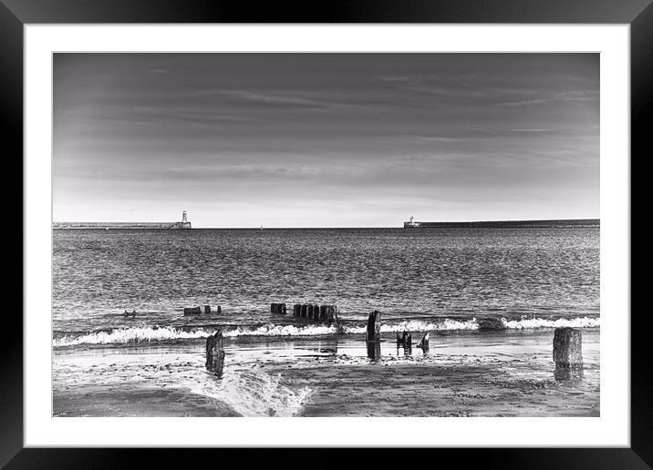 South Shields Piers Framed Mounted Print by kevin wise