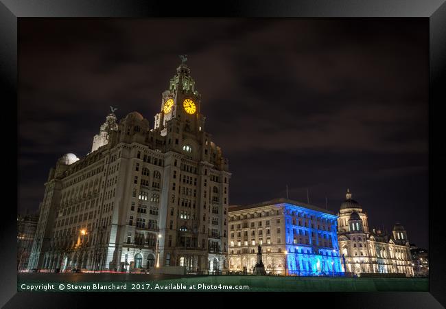 3 graces Liverpool pier head Framed Print by Steven Blanchard