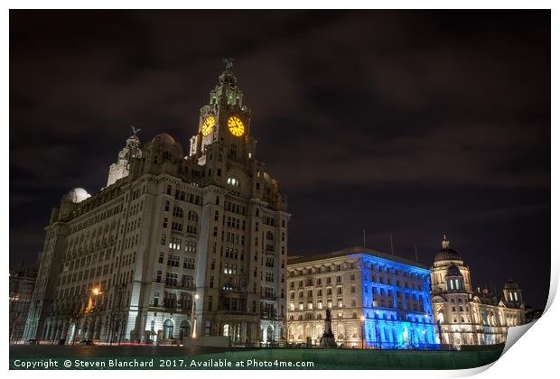 3 graces Liverpool pier head Print by Steven Blanchard