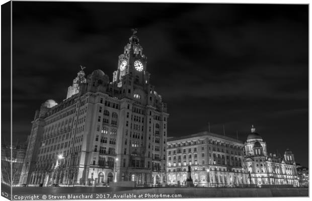 3 graces Liverpool black and white Canvas Print by Steven Blanchard