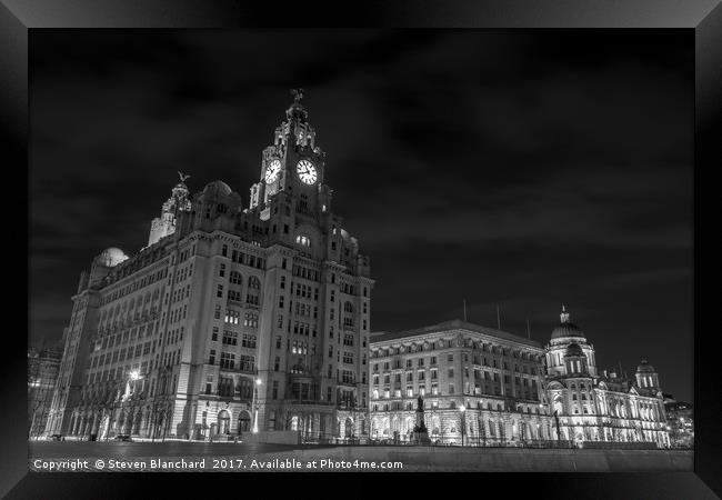 3 graces Liverpool black and white Framed Print by Steven Blanchard