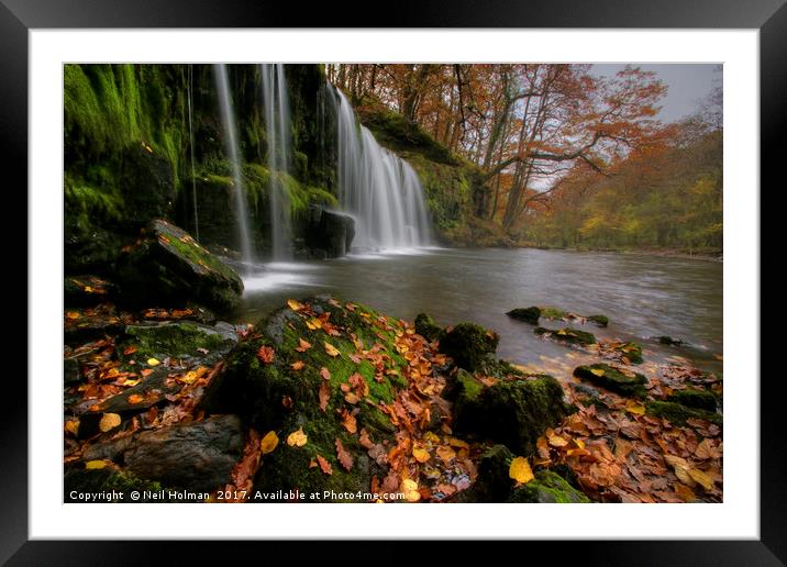 Autumn at Sgwd Ddwli Waterfall  Framed Mounted Print by Neil Holman