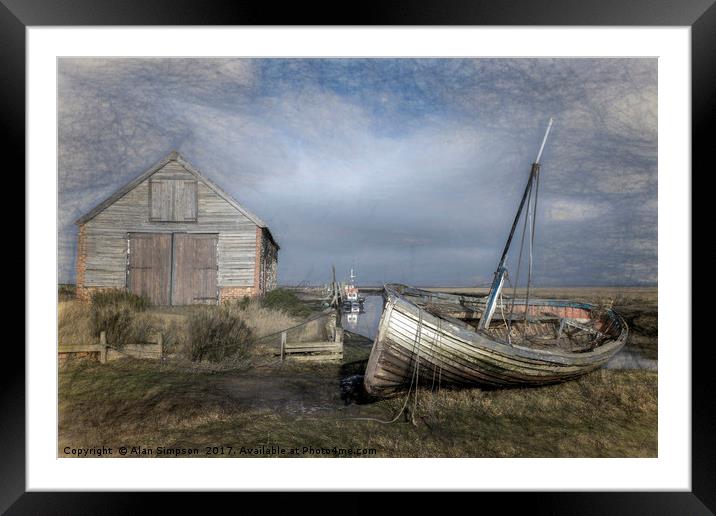 Thornham Boat Yard Framed Mounted Print by Alan Simpson