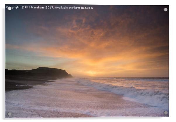 Solent Beach Sunrise Acrylic by Phil Wareham