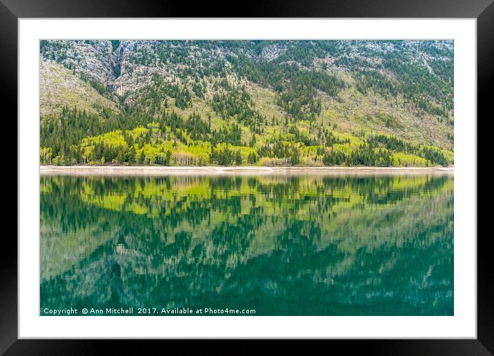 Reflections of Lake Minnewanka Framed Mounted Print by Ann Mitchell