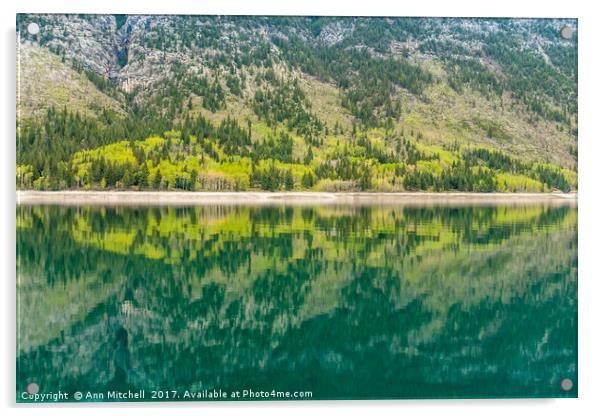 Reflections of Lake Minnewanka Acrylic by Ann Mitchell
