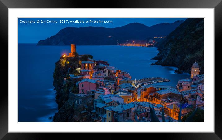 Dusk in Vernazza, Italy Framed Mounted Print by Ian Collins
