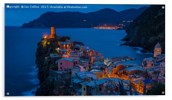 Dusk in Vernazza, Italy Acrylic by Ian Collins