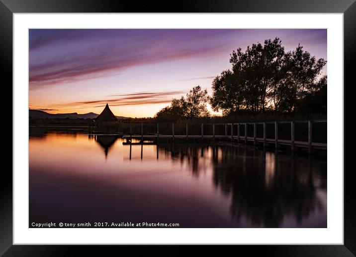Blue Hour Llangorse Lake Framed Mounted Print by tony smith