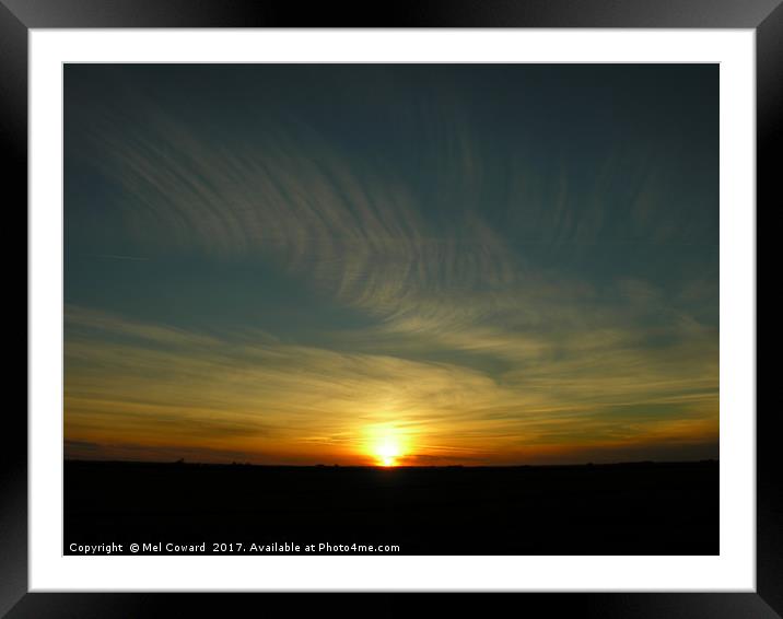 Sunset on Crowland Common Framed Mounted Print by Mel Coward