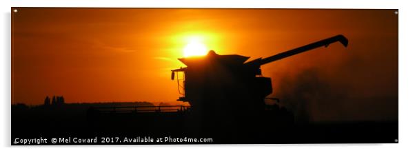 Harvesting Wheat at Sunset Acrylic by Mel Coward