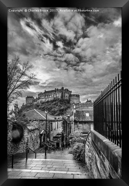 Edinburgh Castle from the Vennel Framed Print by Charles Bruce