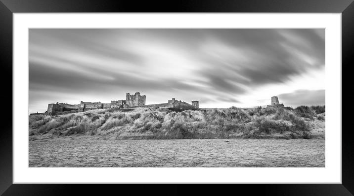 Bamburgh Castle Beauty - Black and White Framed Mounted Print by Naylor's Photography