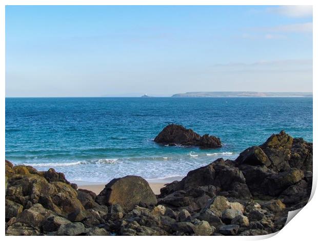 Majestic Godrevy Lighthouse Print by Beryl Curran