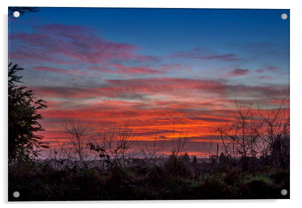 Fiery Sky, Pembrokeshire, Wales, UK Acrylic by Mark Llewellyn