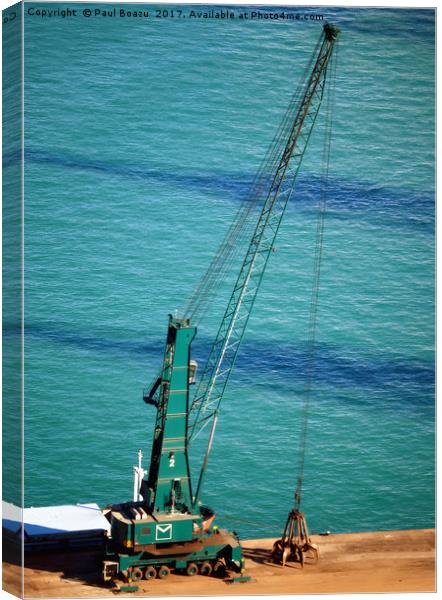 resting crane in the port of barcelona Canvas Print by Paul Boazu