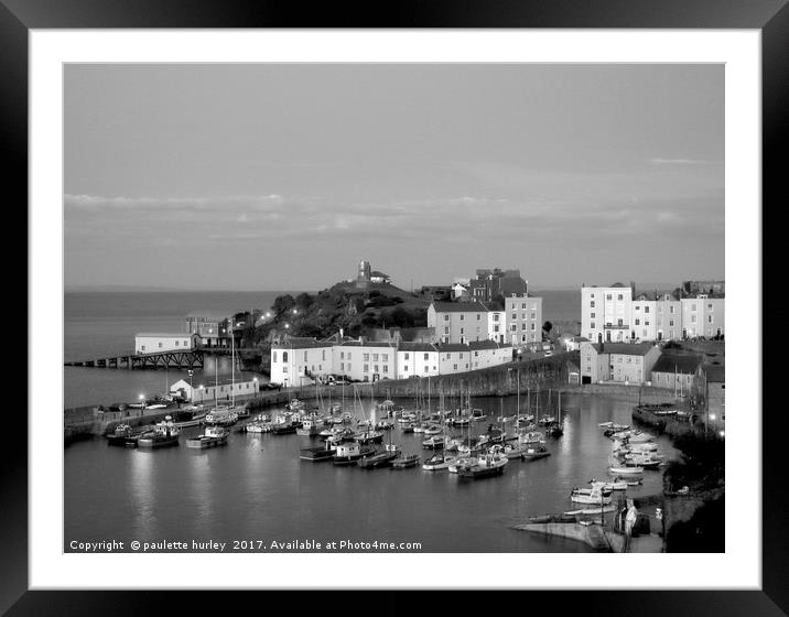 Tenby Harbour. Pembrokeshire. Wales.B+W. Framed Mounted Print by paulette hurley