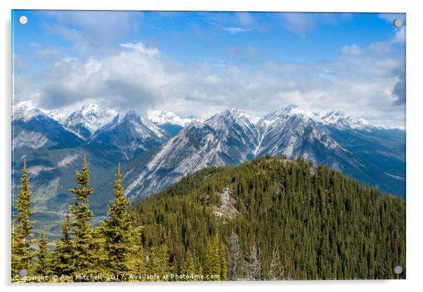 Mountain Range Banff National Park  Acrylic by Ann Mitchell