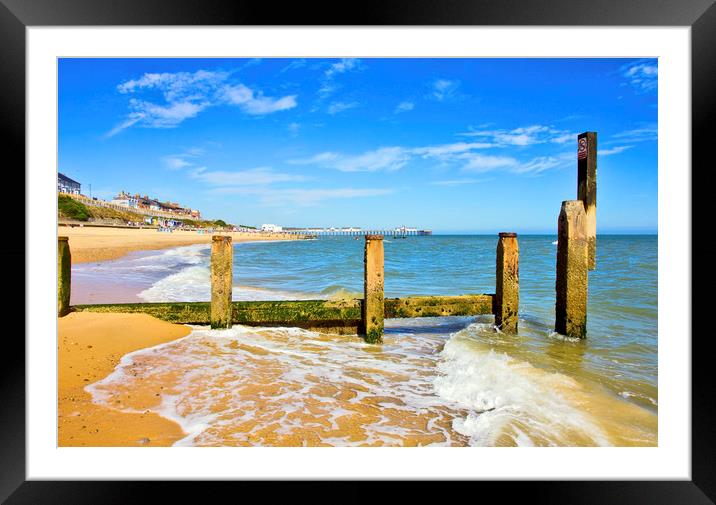 Southwold Sand Sea Pier and Beach Framed Mounted Print by Darren Burroughs