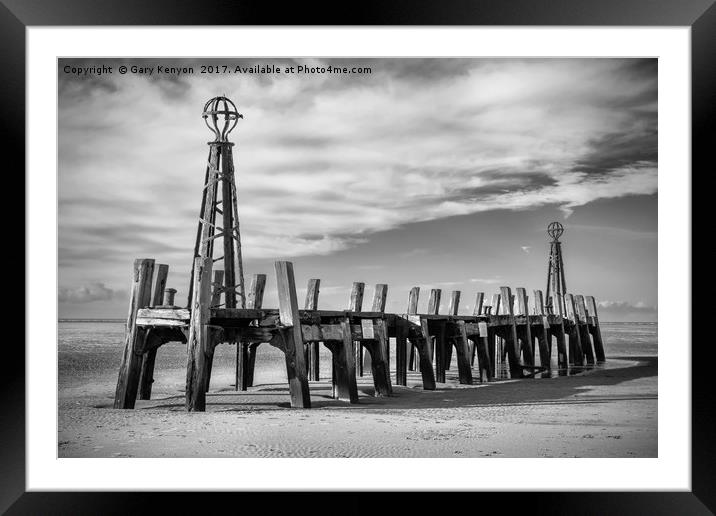 Lytham St Annes beach and the old ruined jetty  Framed Mounted Print by Gary Kenyon