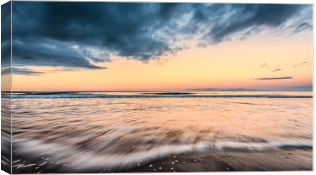 Bamburgh beach sunset slowly exposed  Canvas Print by Naylor's Photography