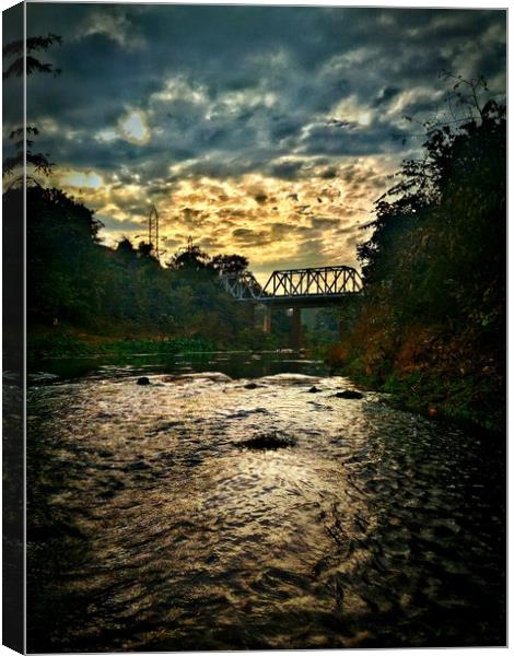The Bridge on River Sona Canvas Print by Indranil Bhattacharjee