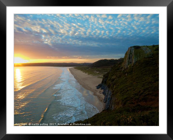 Oxwich bay Framed Mounted Print by martin pulling