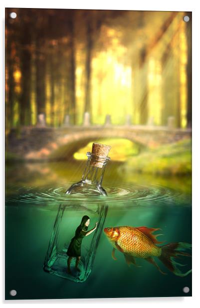 Message in a bottle Acrylic by Nathan Wright