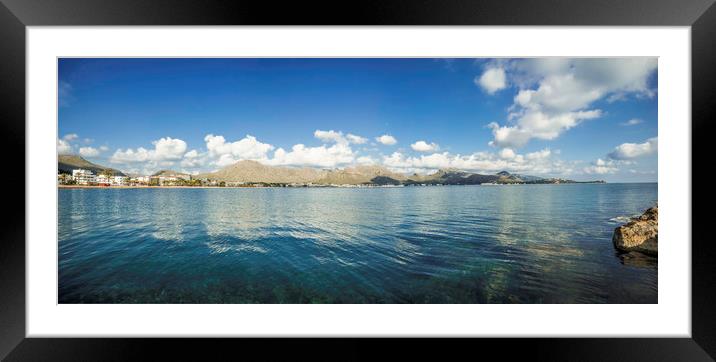 Panoramic view of the bay of Pollensa Framed Mounted Print by Perry Johnson