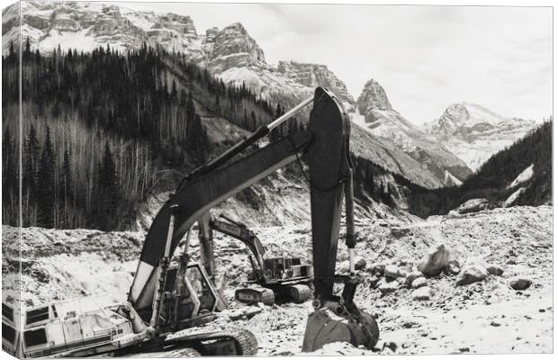Excavators Canvas Print by Fred Denner