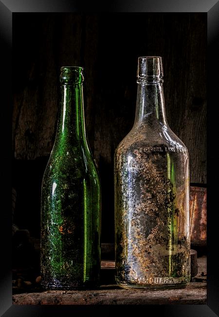 Old Bottles Framed Print by Fred Denner