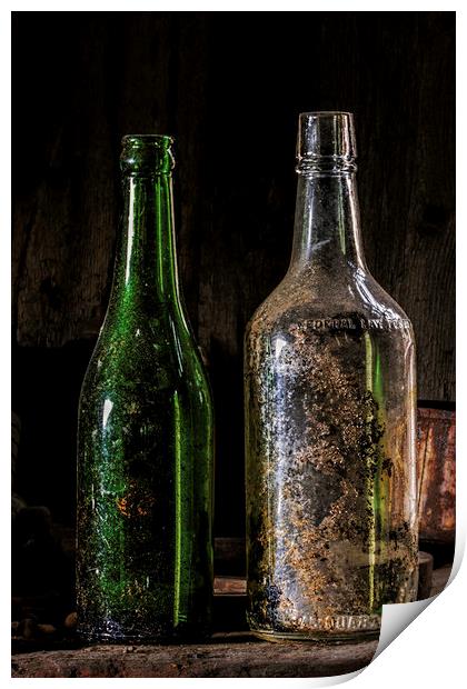 Old Bottles Print by Fred Denner