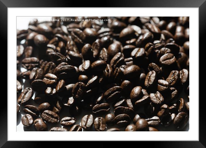 Black coffee grains Framed Mounted Print by Massimo Lama