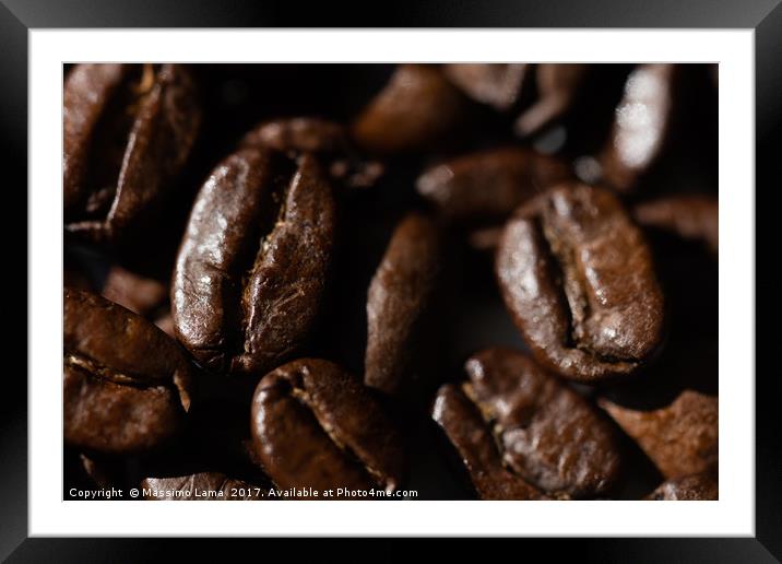 Black coffee grains Framed Mounted Print by Massimo Lama